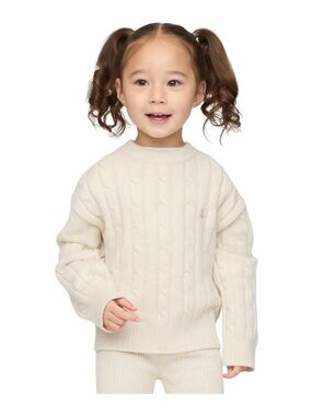 GAP Toddler Soft Cable Knit Sweater, Ivory White, NEW